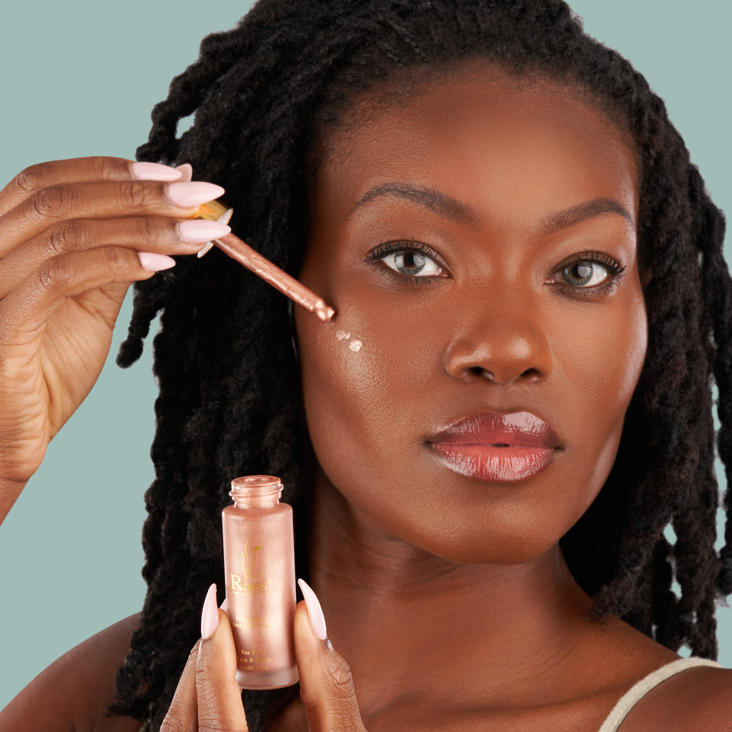 Beautify your skin with Risen Glimmering Aura Glow Drops for face and body. Shimmer and shine with a bit of starburst on your skin. Makes you feel so special and attractive no matter what you are doing or where you are.